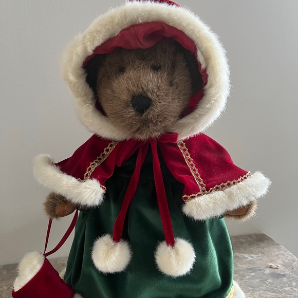 Vintage Christmas Teddy Bear on a Stand - Picture 3 of 7